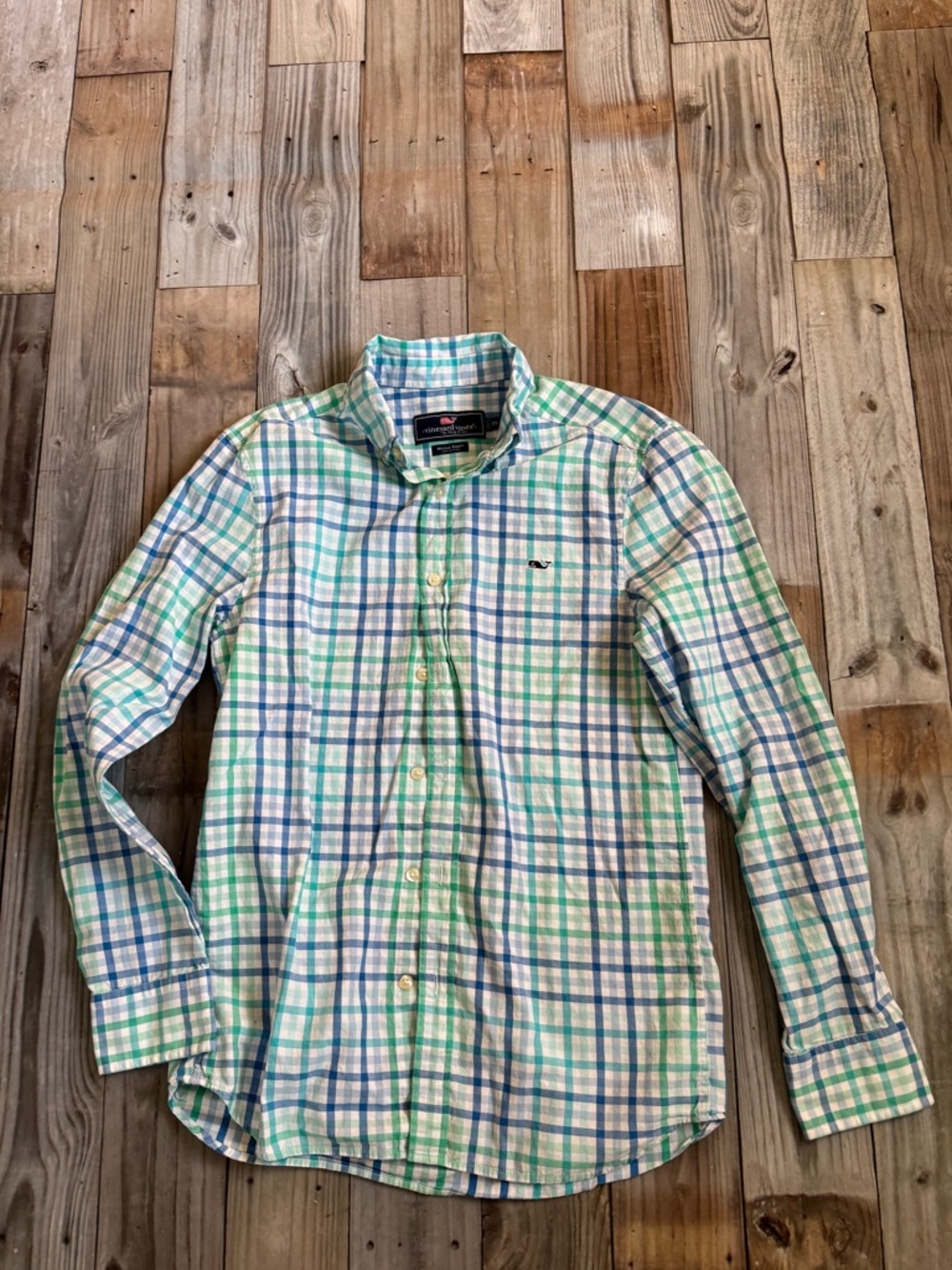 Vineyard Vines Men's Plaid Button-Down Shirt in Blue & Green